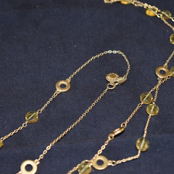 J. Crew gold circles with gold crystal necklace